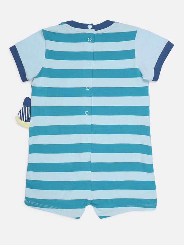 Boys Medium Light Blue Short Sleeve Knitted Romper image number null